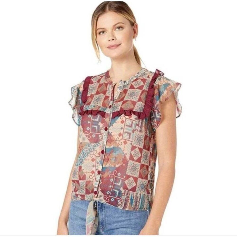 Double D Ranch Prairie Patch Blouse 1x Boho Western Designer Luxury Maximalist